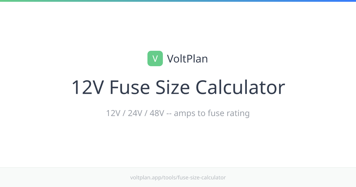 12V Fuse Size Calculator (Amps to Fuse Rating) | VoltPlan