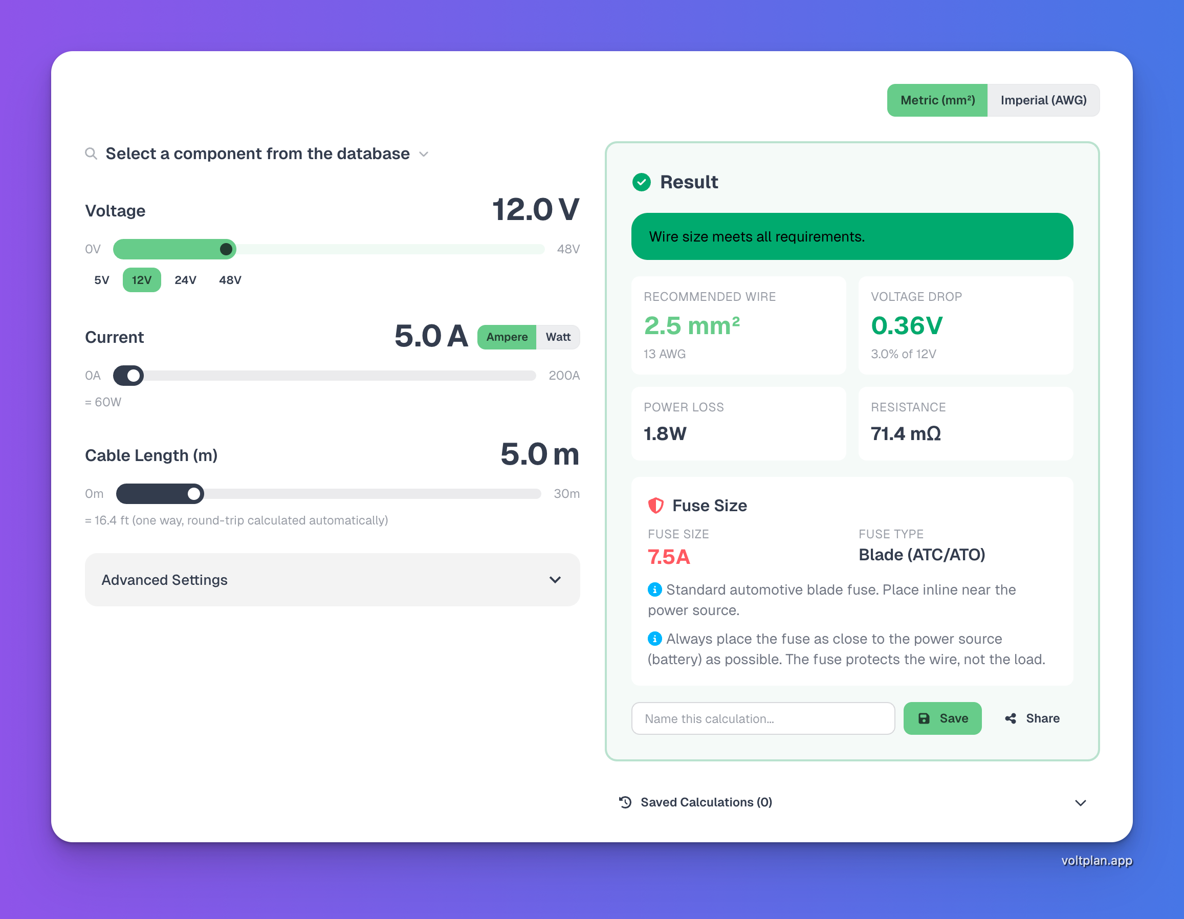 Screenshot des VoltPlan-Schaltplan-Editors mit einem Wohnmobil-Elektriksystem aus Batterien, Solarlader, Wechselrichter und Verbraucherkreisen